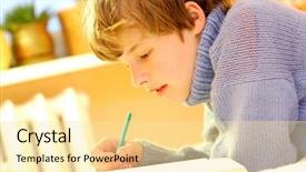  Presentation with homework - Amazing presentation theme having edutainment - boy doing homework on bed backdrop and a blonde colored foreground