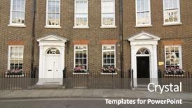  Presentation with apartments - Beautiful PPT theme featuring edwardian - curved terraced home apartments backdrop and a gray colored foreground