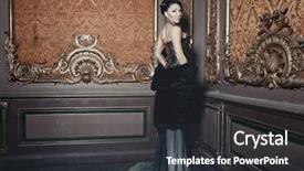  Presentation with room - Presentation theme enhanced with edwardian - young beautiful brunette woman standing background and a dark gray colored foreground