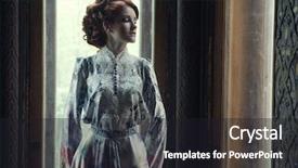  Presentation with pink - Presentation design enhanced with edwardian - young beautiful woman in pink background and a dark gray colored foreground