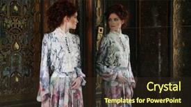  Presentation with mirror - Slide deck having edwardian - young beautiful woman standing background and a wine colored foreground