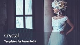  Presentation with room - Colorful theme enhanced with edwardian - young beautiful woman standing backdrop and a tawny brown colored foreground