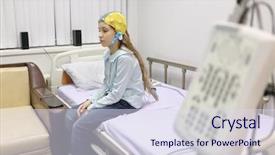  Presentation with eeg - Amazing slides having eeg - patient girl on procedure backdrop and a sky blue colored foreground