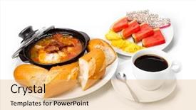  Presentation with sauce - Slides with eeg - pork braised in sweet background and a yellow colored foreground