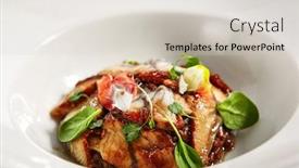  Presentation with japan food - Cool new slide set with eel-in-teriyaki-sauce-served backdrop and a light gray colored foreground