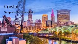  Presentation with cleveland ohio - PPT theme having eerie - cleveland ohio usa downtown skyline background and a light blue colored foreground