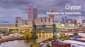  Presentation with cleveland ohio - PPT theme enhanced with eerie - cleveland ohio usa skyline background and a mint green colored foreground