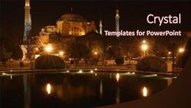  Presentation with istanbul bosphorus bridge turkey - Presentation theme enhanced with efective - hagia sofia at night background and a wine colored foreground