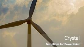  Presentation with offshore wind turbine - Theme having effeciency - wind turbine generator windmills backlit background and a  colored foreground