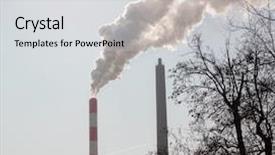  Presentation with smoke - Beautiful theme featuring effect generator emmission - dense smoke from chimney polluting backdrop and a light gray colored foreground