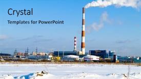  Presentation with pipes - Presentation having effect generator emmission - factory pipes a snow landscape background and a light blue colored foreground