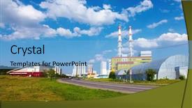  Presentation with sub station - Amazing slides having effect generator emmission - power station on city suburb backdrop and a light blue colored foreground