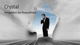  Presentation with god torn paper - Colorful presentation design enhanced with effect of torn paper hole backdrop and a  colored foreground