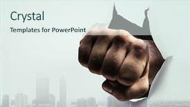  Presentation with torn paper - PPT theme enhanced with effect of torn paper hole background and a  colored foreground