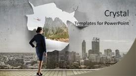  Presentation with torn paper - Slide deck with effect of torn paper hole background and a light gray colored foreground