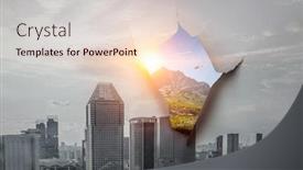  Presentation with torn paper - PPT theme consisting of effect-of-torn-paper-hole background and a lemonade colored foreground