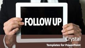  Presentation with tablet - PPT theme having effective listening - business man holding tablet background and a tawny brown colored foreground