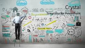  Presentation with achieving goals - Colorful theme enhanced with effective planning for achieving goals backdrop and a light blue colored foreground