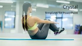  Presentation with exercise - Slide set enhanced with effectiveness up - young female doing exercise background and a light blue colored foreground