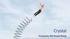  Presentation with pepl jumping up in the air - Audience pleasing slide deck consisting of effectiveness up - young man jumping on spring backdrop and a  colored foreground