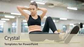  Presentation with breathing system - PPT theme having effectiveness up - young woman breathing while making background and a soft green colored foreground