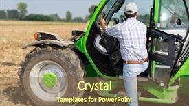  Presentation with tractor - Presentation theme with effects modern agriculture - farmer getting in his tractor background and a violet colored foreground