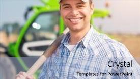  Presentation with flare - Presentation theme consisting of effects modern agriculture - smiling farmer at work lens background and a light blue colored foreground