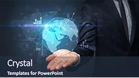  Presentation with global drug development - Theme with effects social networking - businessman handing transparent global information background and a tawny brown colored foreground