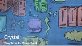  Presentation with network - Slide set with effects social networking - network against blue background background and a  colored foreground