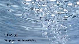  Presentation with many bubbles in water close - Presentation theme with effervescent - bubbles in clear water background and a  colored foreground