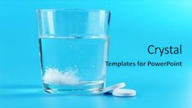  Presentation with water glass - Beautiful presentation theme featuring effervescent - glass of water and pills backdrop and a cyan colored foreground