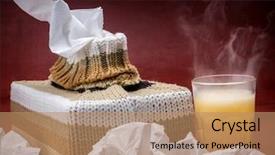  Presentation with effervescent - PPT theme having effervescent - tissue box in knit encasement background and a coral colored foreground