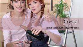  Presentation with effervescent - Beautiful PPT layouts featuring effervescent - young women celebrating on moving backdrop and a  colored foreground