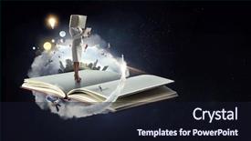  Presentation with book - Presentation theme featuring efficient - book headed woman efficiency concept background and a wine colored foreground