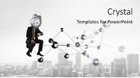  Presentation with business challenge businessman entrance maze - Audience pleasing presentation consisting of efficient - clock headed businessman business efficiency backdrop and a white colored foreground