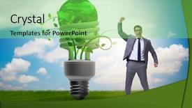  Presentation with energy efficiency - Presentation theme consisting of efficient - concept of energy efficiency background and a seafoam green colored foreground