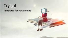  Presentation with vintage - Beautiful PPT theme featuring efficient - vintage monitor headed woman business backdrop and a  colored foreground