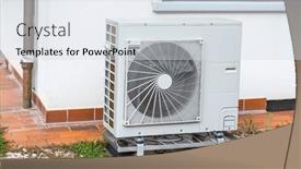  Presentation with water pump - PPT theme featuring efficient-air-source-heat-pump and a sky blue colored foreground