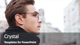  Presentation with business profile - PPT layouts featuring efficient city - business man in glasses background and a dark gray colored foreground