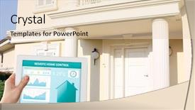  Presentation with energy efficient home - PPT layouts enhanced with efficient using electricity - smart energy controller or remote background and a lemonade colored foreground