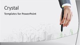  Presentation with marker - Colorful presentation theme enhanced with effiel - close up of businesswoman hand backdrop and a white colored foreground