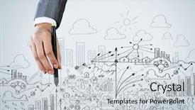  Presentation with marker - Slide deck enhanced with effiel - close up of businesswoman hand background and a light gray colored foreground