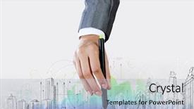  Presentation with marker - Beautiful slide deck featuring effiel - close up of businesswoman hand backdrop and a light blue colored foreground