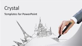  Presentation with marker - Presentation design consisting of effiel - close up of businesswoman hand background and a white colored foreground