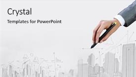  Presentation with hand drawn brush stroke design - Amazing slide deck having effiel - close up of businesswoman hand backdrop and a white colored foreground