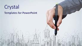  Presentation with hand drawn cartoon of sports - Amazing slide set having effiel - close up of businesswoman hand backdrop and a sky blue colored foreground