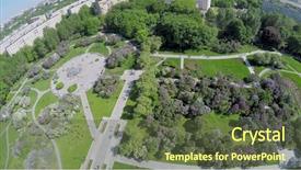  Presentation with spring - Cool new theme with efflorescence - lilac garden with people backdrop and a tawny brown colored foreground