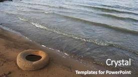  Presentation with beach litter - Slide deck featuring effluent - litter on the beach background and a  colored foreground