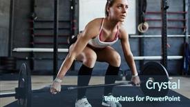  Presentation with effort - Presentation design consisting of effort - extreme workout muscular female athlete background and a tawny brown colored foreground