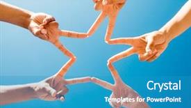  Presentation with 5 star - Colorful slide deck enhanced with effort - friends making a star backdrop and a teal colored foreground